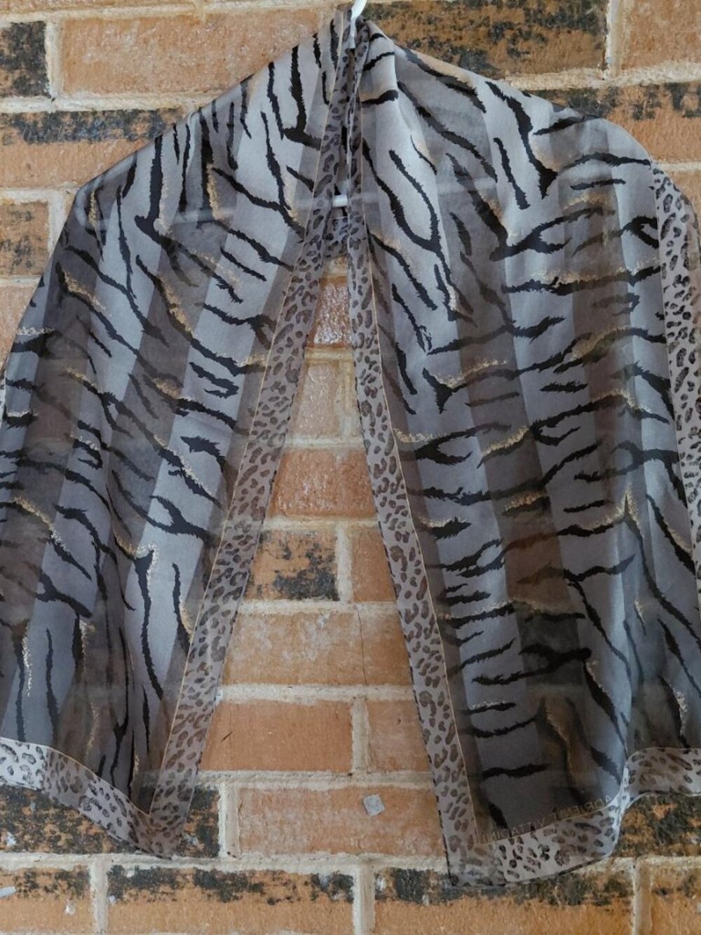 Vintage 80s Adrienne Vittadini Mixed Animal Print 100% Silk Rectangle